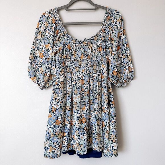 American Eagle Blue Boho Floral Mini Dress Size XS - Picture 8 of 8
